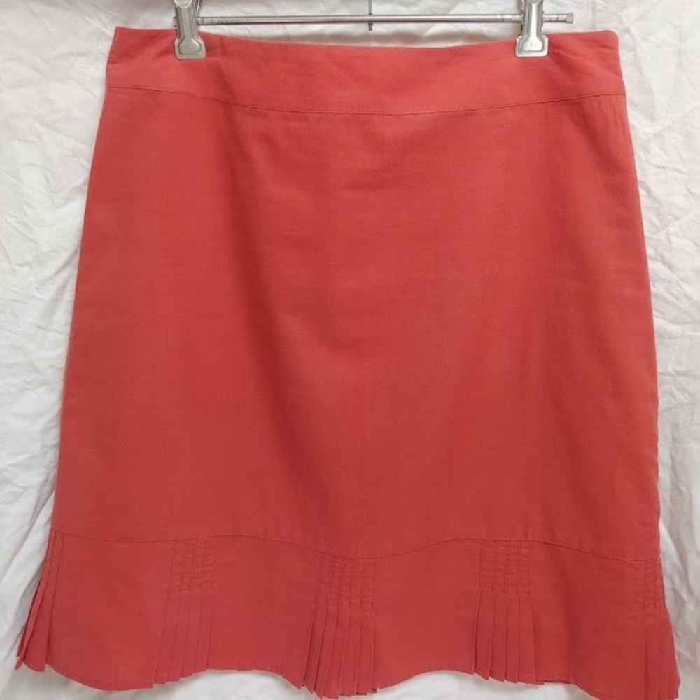 Anthropologie Eleierses Skirt with Pleated Hem Detail in Brick Red Size 8